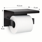 Toilettenpapierhalter mit Ablage - Edelstahl Schwarz