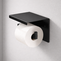 Toilettenpapierhalter mit Ablage - Edelstahl Schwarz
